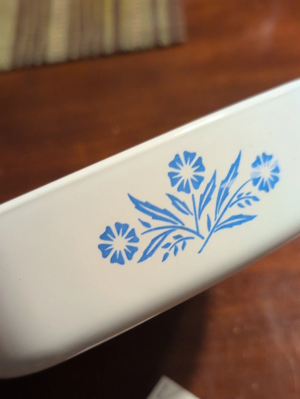 Vintage 1 Quart Corning Ware White Ceramic Baking Dish with Blue Floral Accent